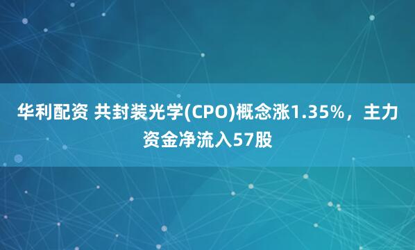 华利配资 共封装光学(CPO)概念涨1.35%，主力资金净流入57股